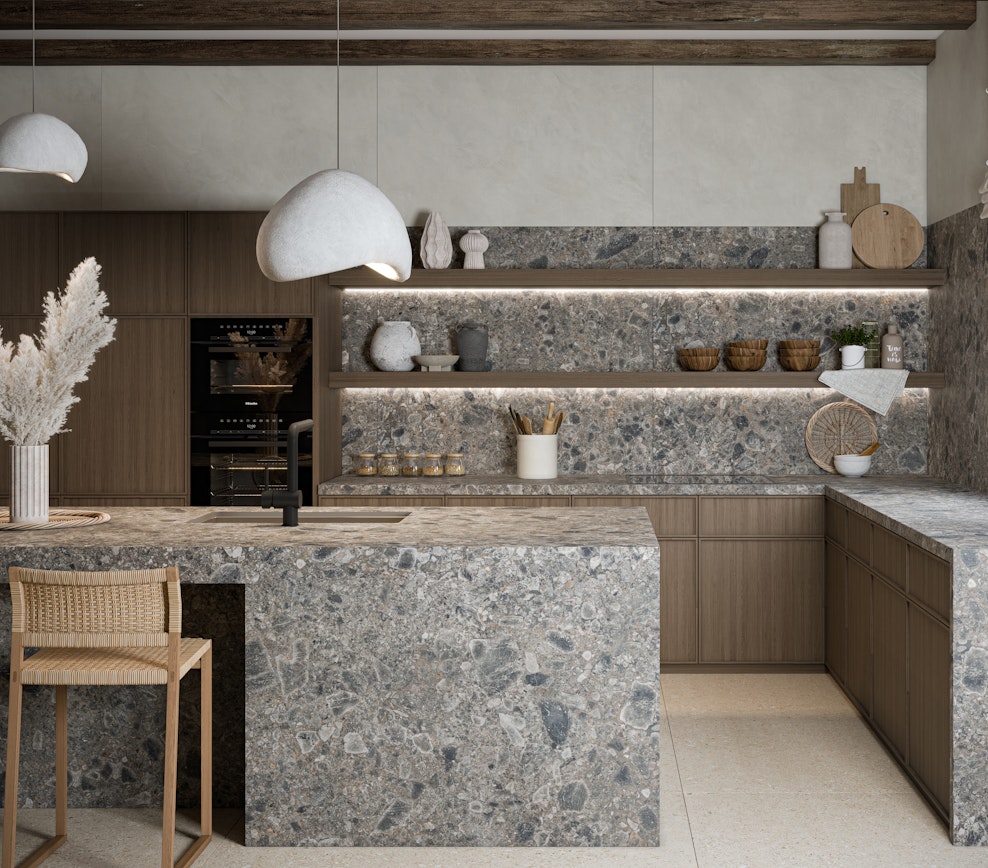 Bancada de cozinha planejada em
Dekton GK07 Ceppo